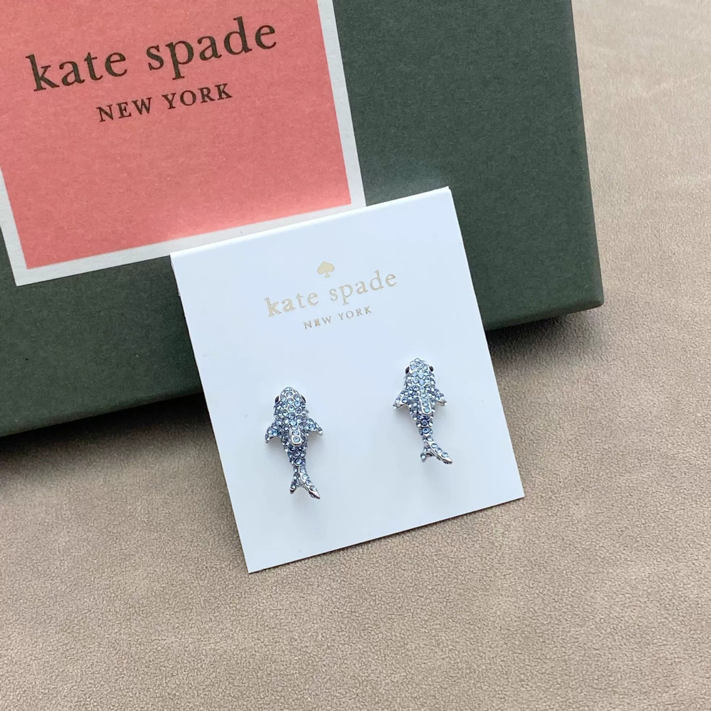 kate spade Blue Dolphin Whale Crystal Stud Earrings